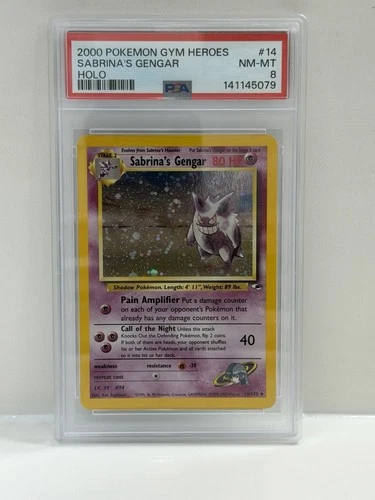 2000 Pokemon Gym Heroes Sabrina's Gengar #14 Holo PSA 8 Swirl
