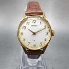 Seiko Watch Women 23mm White Dial Gold Plated Manual Wind 1104-0031 Runs