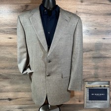 Burberry London Kensington Blazer 42R Silk Wool Glen Plaid Tan Brown Sport Coat