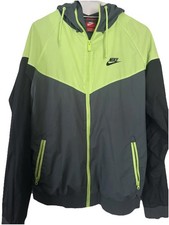 Nike Boys Windbreaker Jacket Gray Yellow Hooded Full-Zip Size M