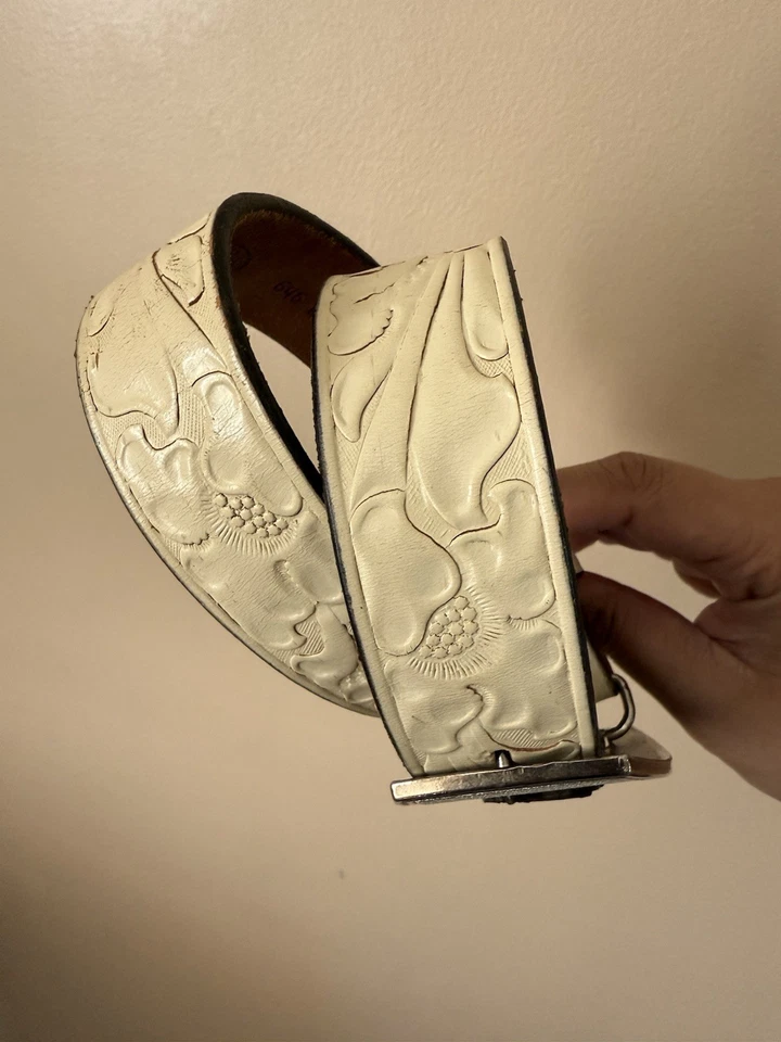 Justin Marfim Cinto de Couro Botas de Cowgirl Fivela Top Couro de Vaca Grão Tamanho 28 31” - Imagem 2 de 4