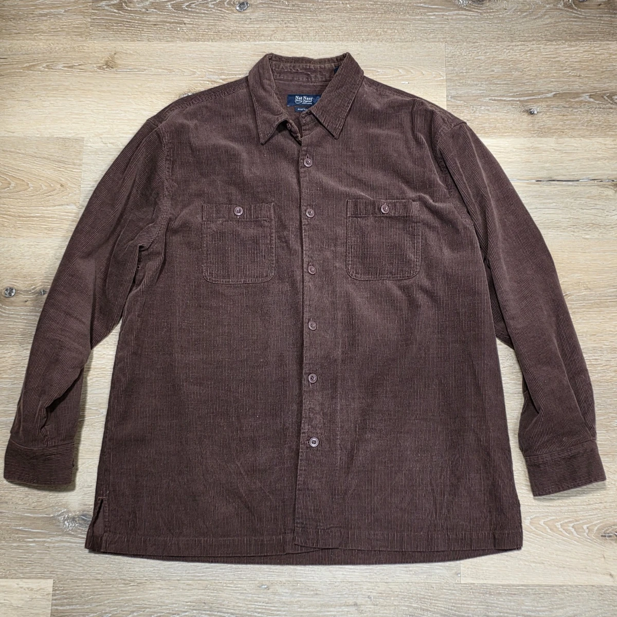 Nat Nast Corduroy Button-Up Casual Button-Down Shirts for Men for