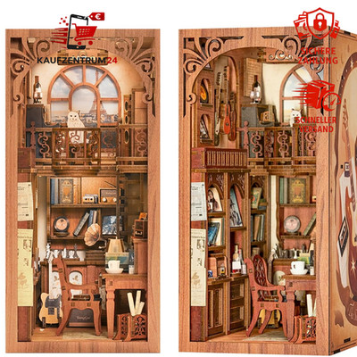 DIY Book Nook Kit Miniatur Haus Selber Bauen mit LED-Licht 3D Holz Puzzle