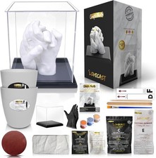 Hand Casting DIY Kit for Couples Complete kit with Acrylic Display Wooden Base