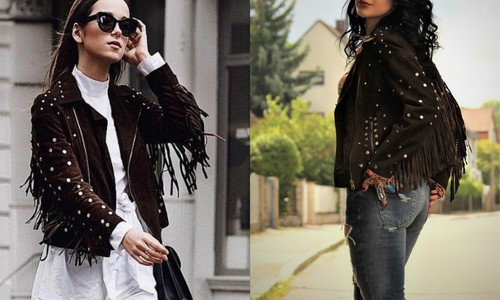 Zara Suede Leather Jacket Fringes 