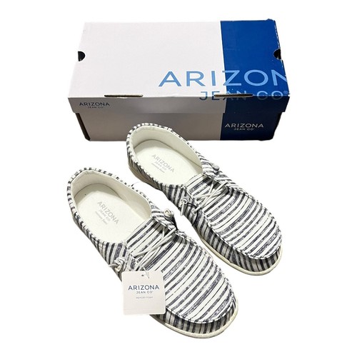 Arizona Jean Co AZ Flipa Loafer SHOES Womens 10M Gray Stripe White Slip On Box - 第 4/7 張圖片