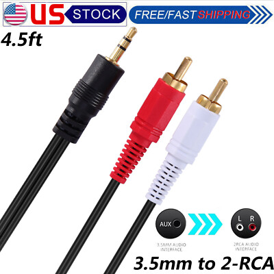 4.5FT 3.5mm to RCA Cable 2RCA to AUX Cord 2-RCA to 3.5mm Stereo Audio Adapter