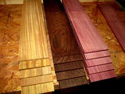 15 PIECE MULTIPAK THIN EXOTIC AFRORMOSIA, WENGE, PURPLEHEART 12'' X 3'' X 1/8''