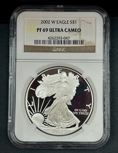 2002 W Proof $1 American Silver Eagle NGC PF 69 ULTRA CAMEO [093LA]
