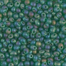 DP-146FR, Matte Transparent GREEN Ab, 10g, 3.4mm drop/fringe beads, db-66 