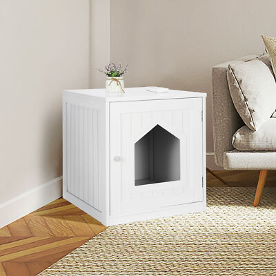  Cat Hidden Litter Box Enclosure End Table Kitty Pet House 18.90''