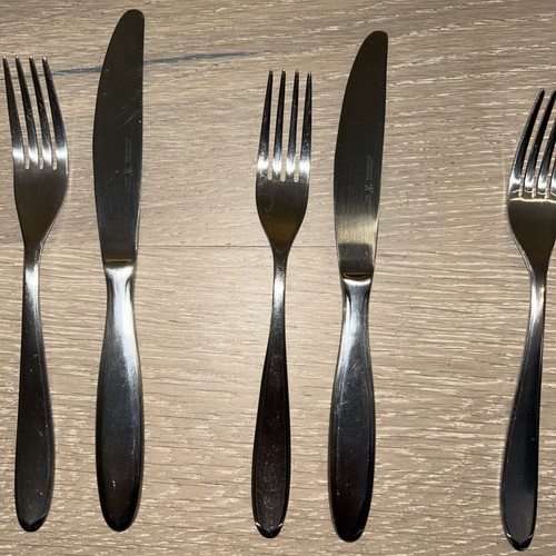 J A Henckels Intl. Dinner Forks + Knives Gem Satin Stainless Flatware Lot of 6 - Picture 7 of 24