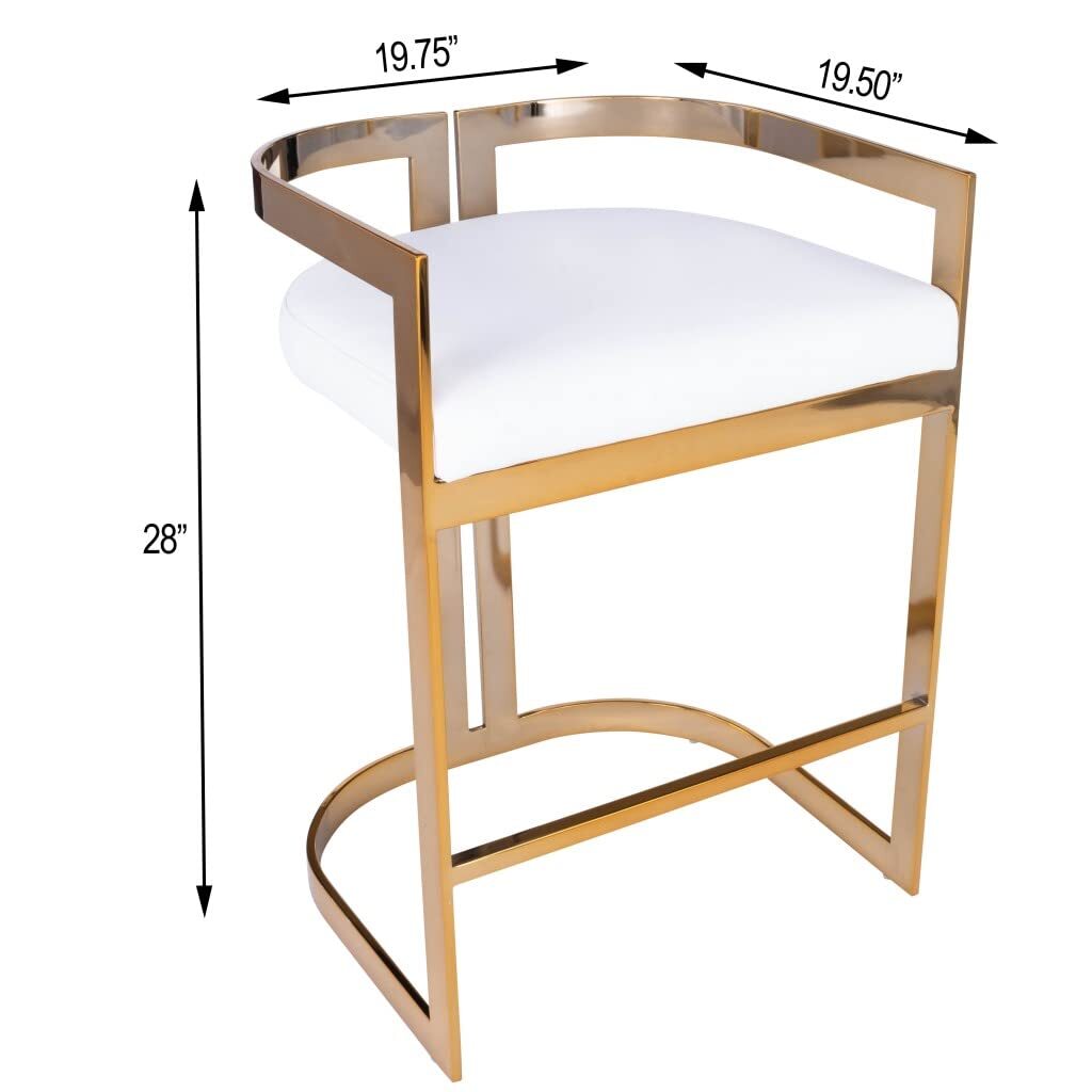 Барный стул высотой 28 См из белого и золотого железа с низкой спинкой 137390₽