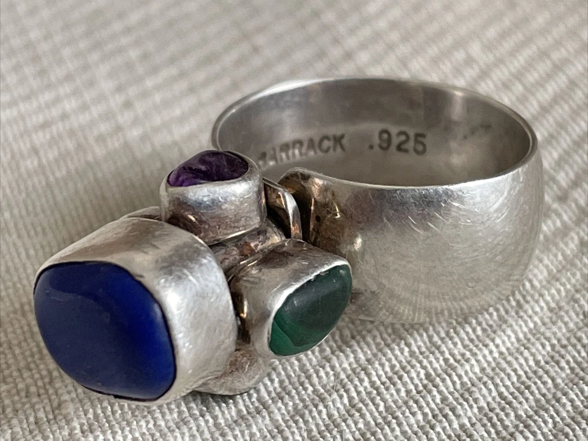 Lilly Barrack Adjustable Sz 6.5 Sterling Silver Multi Gem Stone