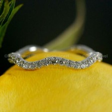 0.50Ct White Round Cut Stone Curvy Wedding Band Ring Solid 925 Sterling Silver