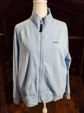Reebok Womens Track Jacket Large Full Zip Light Blue Athleisure Stretch EUC
