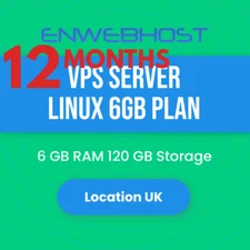VPS Server Linux 6GB RAM 120 GB Storage Location UK - 12 Months