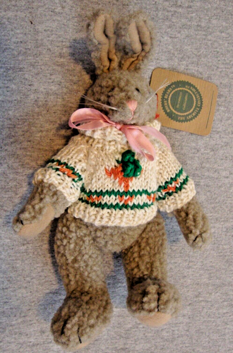 Boyd's Bears 10 Inch Easter Bunny in Hand Knit Carrot Sweater Vintage 1990 w/Tag - 第 1/10 張圖片