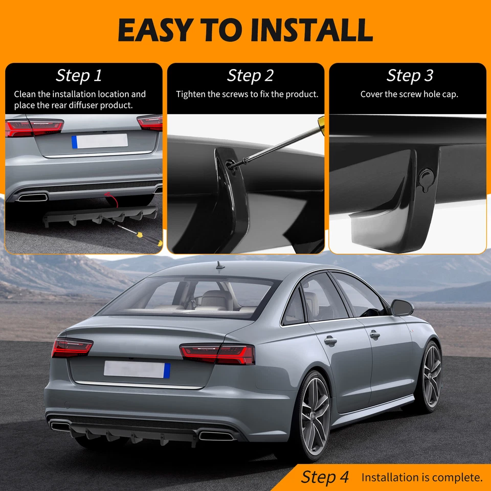 Car Rear Bumper Diffuser Lip Spoiler Splitter Fins Glossy For Scion tC 2005-2016 Foto 3 de 4