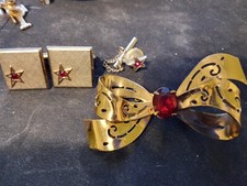 Vintage Ruby Red Cufflinks and Pins