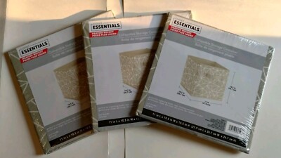3 Essentials Tan Collapsible Storage Containers with Handles 10.5x10.5x11-in.