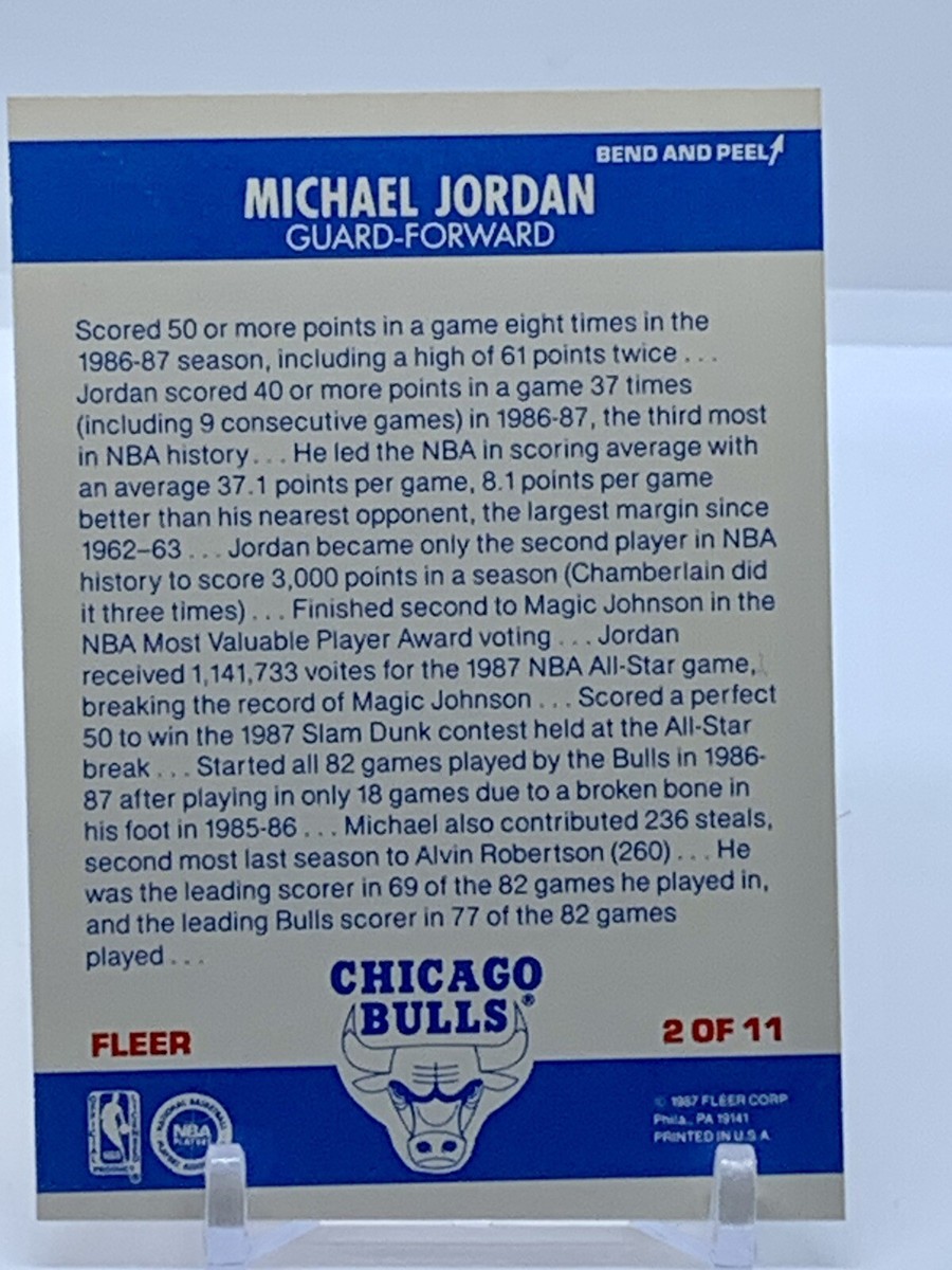 1987 Fleer Sticker Michael Jordan #2 Second Year | eBay