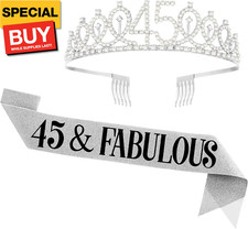 45Th Birthday Sash and Tiara for Women, 45  Fabulous Sash and Crown, 45Th Birth