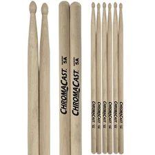 ChromaCast 5A USA Made, Wood Tipped, Hickory Drumsticks | 4 Pairs