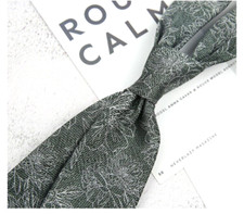 New Classic Floral Green Gray JACQUARD WOVEN 100 Silk Men's Necktie Tie