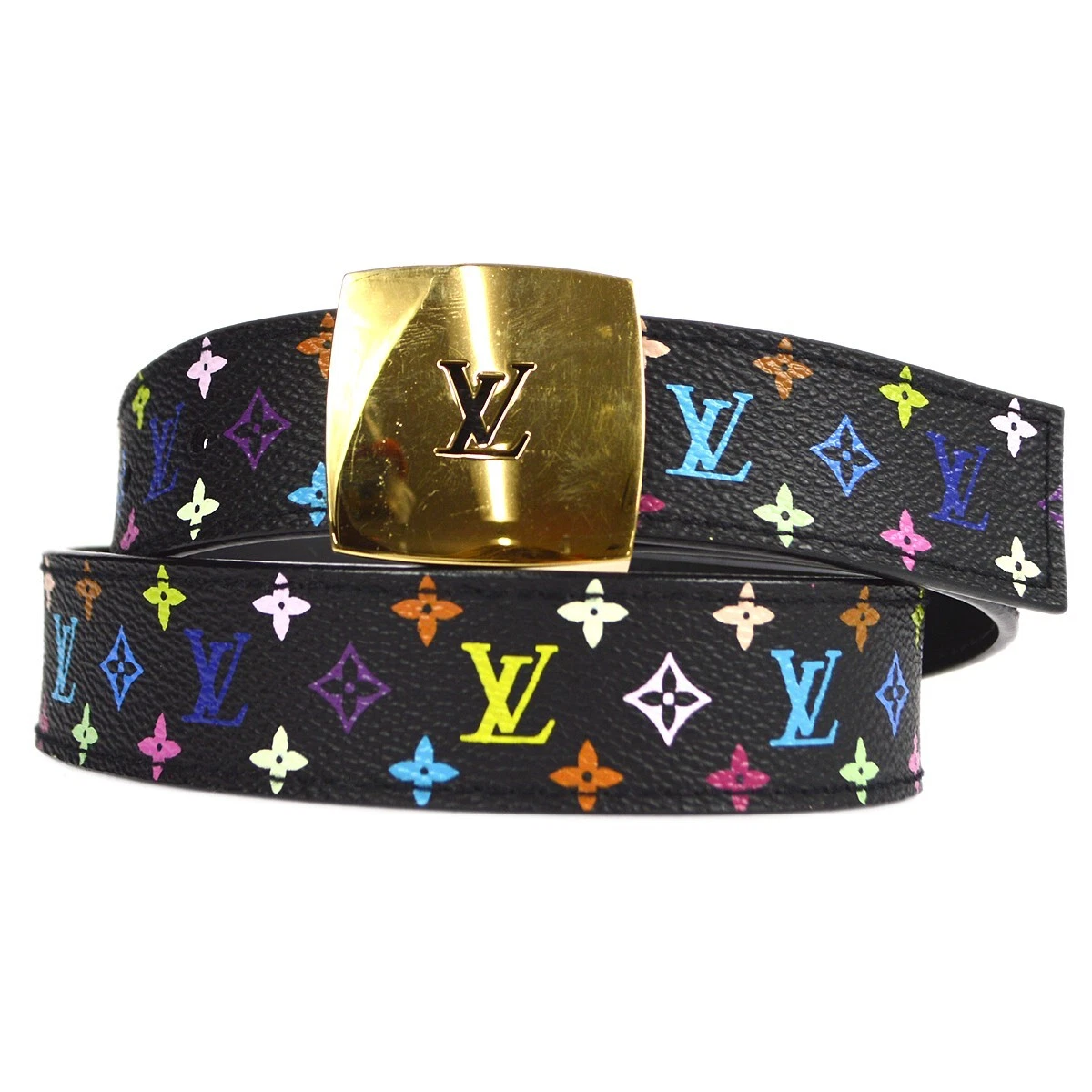 Multi-colours black and white LV belt