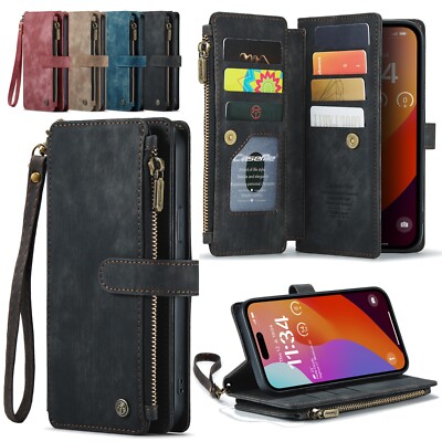 For Samsung Galaxy S25 S24 S23 S22 S21 S20FE Note20 Ultra PU Leather Zipper Case