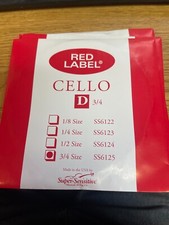 Red Label Cello D Single String 3/4 SS6125 6125 New Super Sensitive