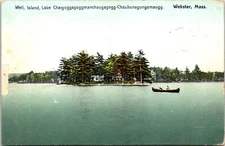 Webster Well Island LAke Chaubunagungamaugg Mass Postcard A30