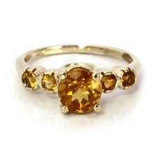 1.4 ctw Natural Yellow Citrine Solid 14k Yellow Gold 5 Stone Solitaire Ring