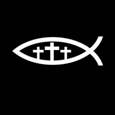 Christian Jesus Fish Three Cross Sticker Decal