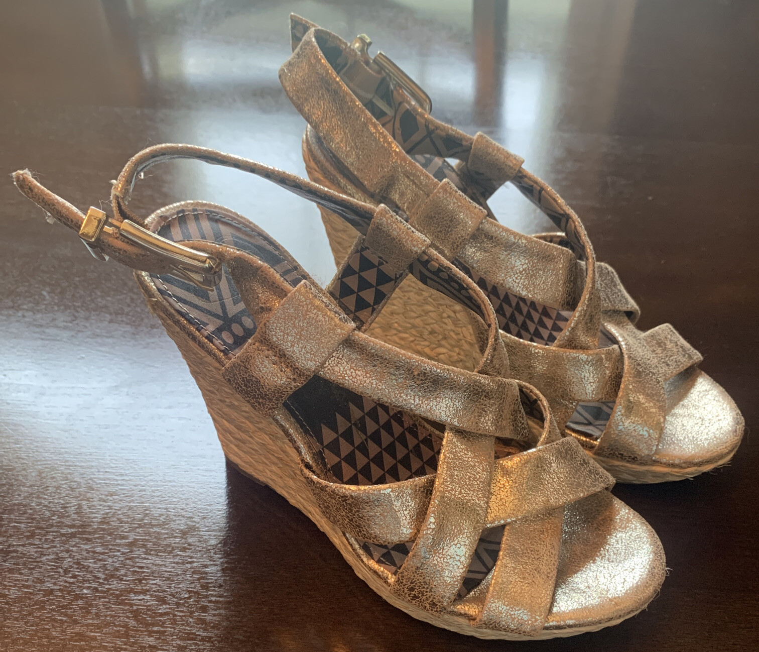 Jessica Simpson Women's Gold Wedge Sandals Size 6.5 | eBay