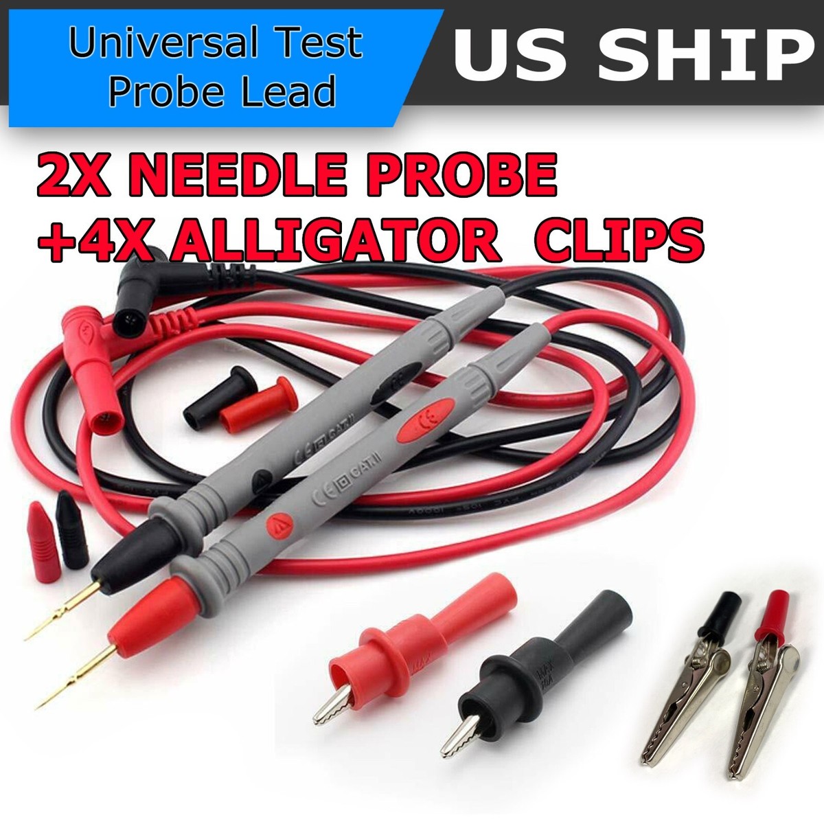 B-Bay 1000V 20A Needle Tip Probe Test Leads Pin Wire Pen Cable For Multimeter Te