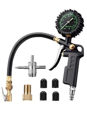 	AstroAI Tire Pressure Gauge with Inflator 100 PSI Large Glow Dial Air Chuck	