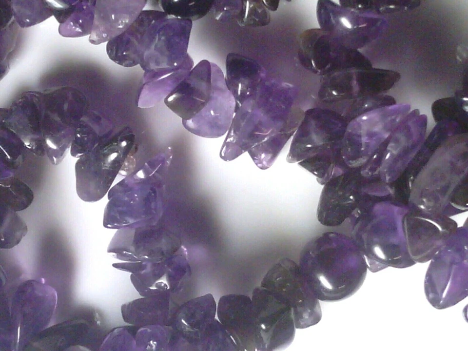 Vtg 31~36" STRAND (APPROX) DARK AMETHYST CHIP STONE NECKLACE CRAFT #021920o - Image 3 of 3