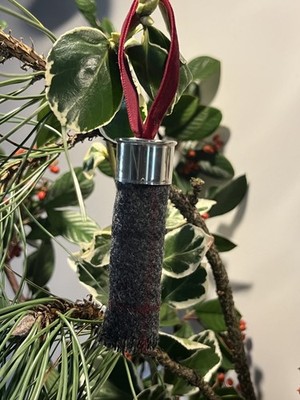 3 x handgemachte Tweed Patrone Christbaumschmuck Samtband