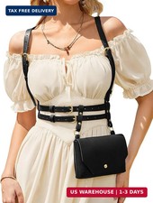 Renaissance Belt Pouch Women Halloween Pirate Accessories Black Detachable Med