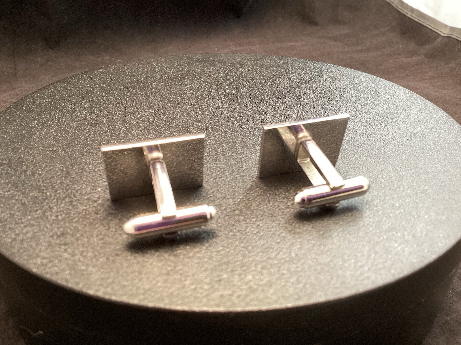 Rectangular Shields Cufflinks Silver Tone Etched … - image 9
