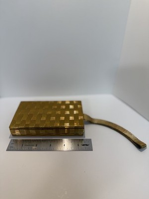 Vintage 1940s Evans 2 Sided Gold Compact Wristlet Makeup/Cigarette Case - 256