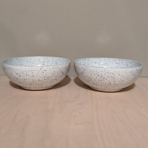 Denby England Blue Studio 6.5” Coupe Cereal Bowls Set of 2 Chalk Speckled