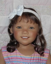 Monique LIZZY Doll Wig SIZE 14/15 BROWN BLACK Partial SKIN Cap Synthetic Mohair