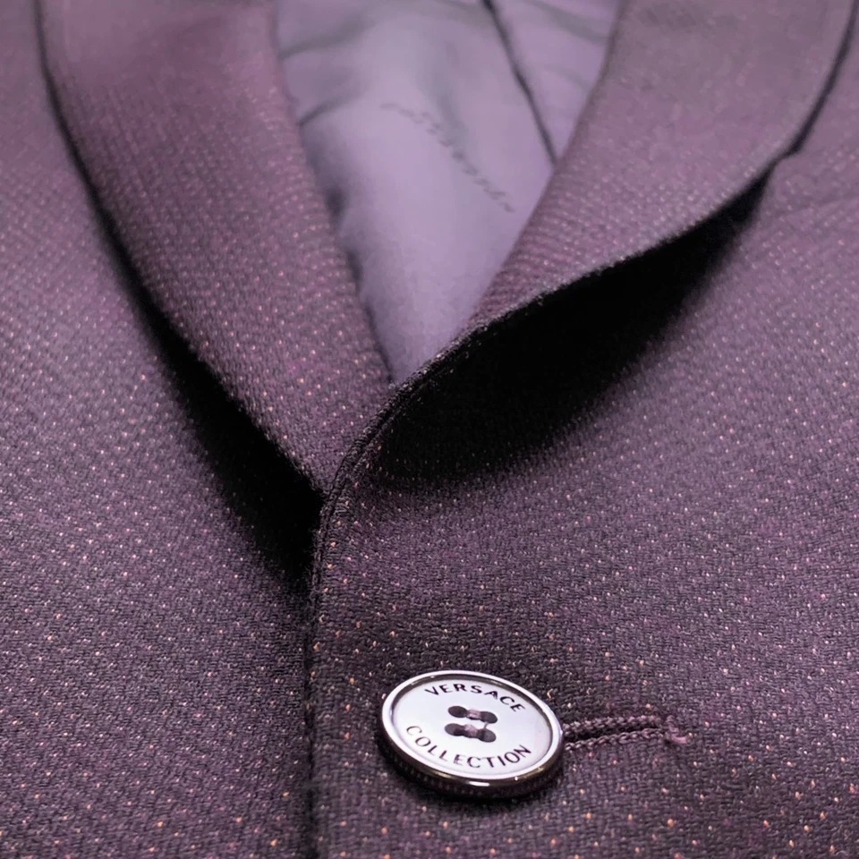 Mens Sport Coat Blazer 48 Purple Single Breast 2 Button by Versace Collection - Image 4 of 4