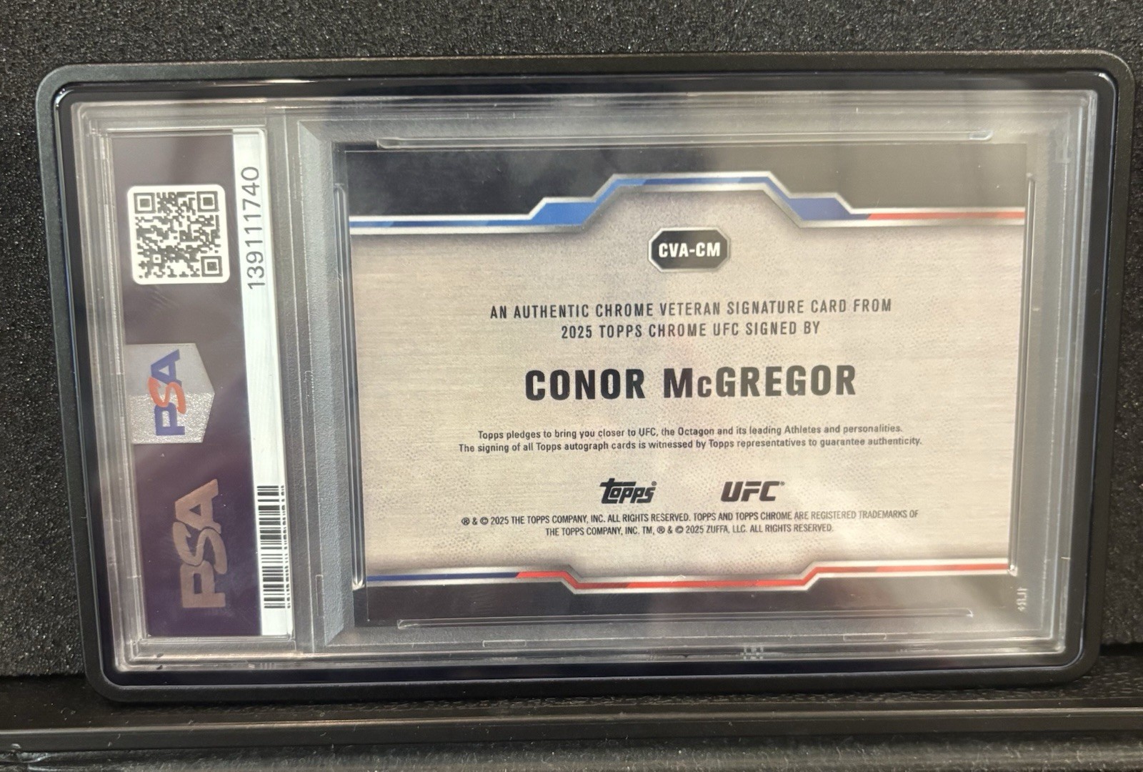 Connor McGregor 2025 Topps Chrome UFC Veteran Orange Auto Refractor /25 PSA 8 view 2