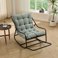 Rocking Chair with Soft Fabric Comfy Cushion for Living Room Bedroom Chair Green