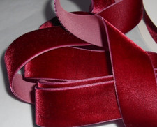 SHERRY red Color VELVET ribbon 1 " wide Vintage look 3 YARD LOT 
