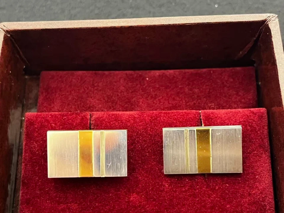 Georg Jensen Danimarca Gemelli in argento sterling con oro 18 carati #152A... - Immagine 3 di 4